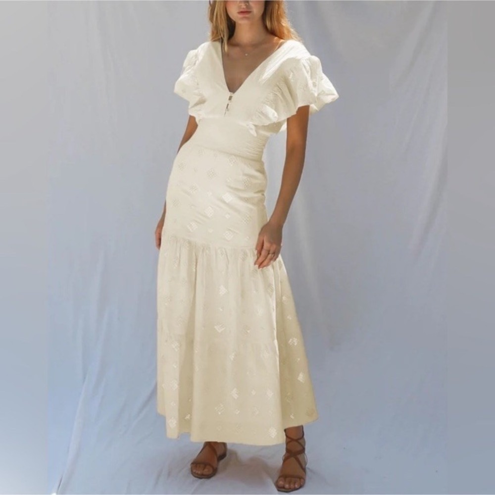 Free‎ People Jen's Pirate Booty Star Sign Maxi Dress Women's Small Smocked Boho